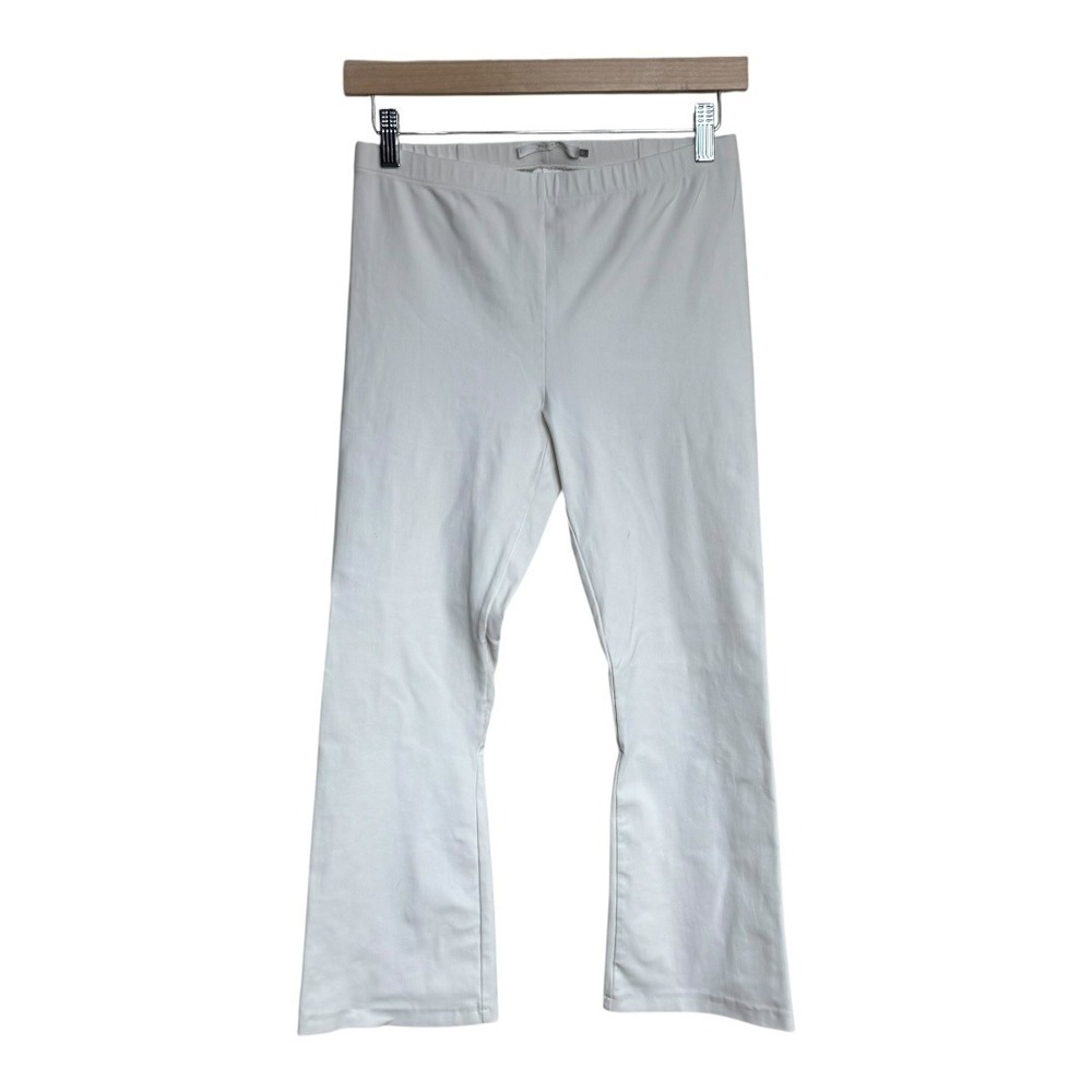 ELAINE KIM‎ Women White Flare Leggings Pants Elastic Waist Stretchy Casual